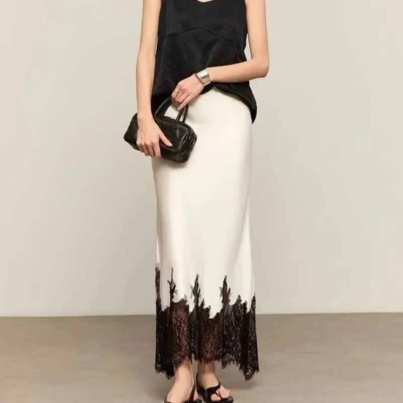 Summer Clothing Wraps - Fairy Lace-Trim Midi Skirt High Elegant