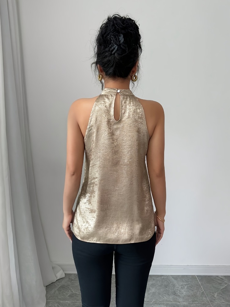 Champagne Golden Shiny Glossy  - đánh giá và giá Off Shoulder Blouse