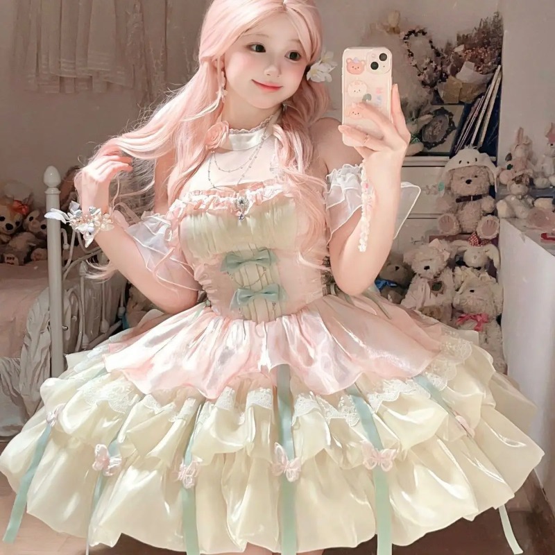 Kawaii Bow Lace Lolita Dress W - đánh giá và giá Summer Japanese Clothing