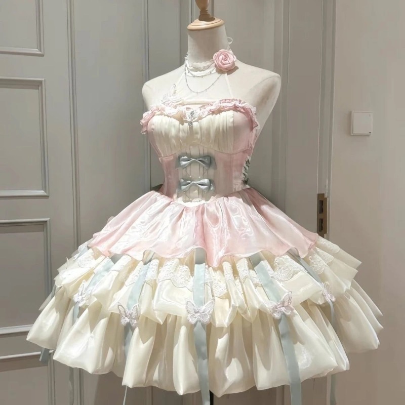 Kawaii Bow Lace Lolita Dress W - đánh giá và giá Summer Japanese Clothing